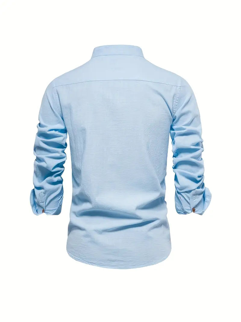 Ottokar | Klassiek herenoverhemd met staande kraag en knoopsluiting - lange mouwen, casual, slim fit
