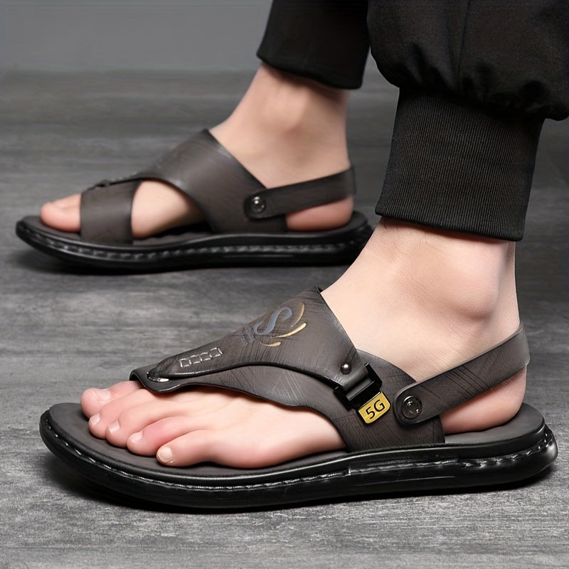 Xhavit | Heren sandalen van echt leer met teenlus hakband - comfortabel en casual