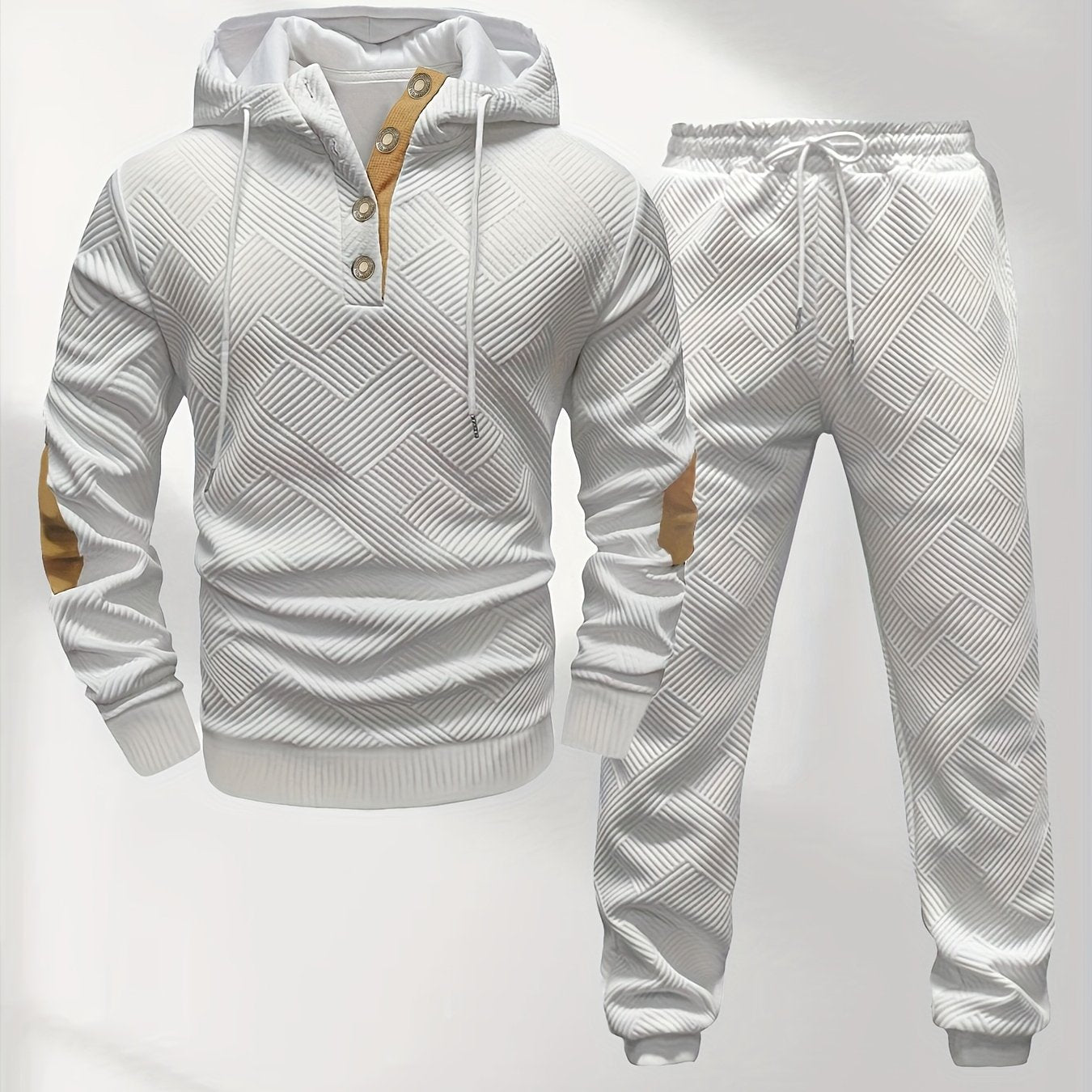 Petrus | Casual 2-delige gebreide jacquard hoodie en broek voor heren – Comfortabele modieuze sweatshirt en joggingpak