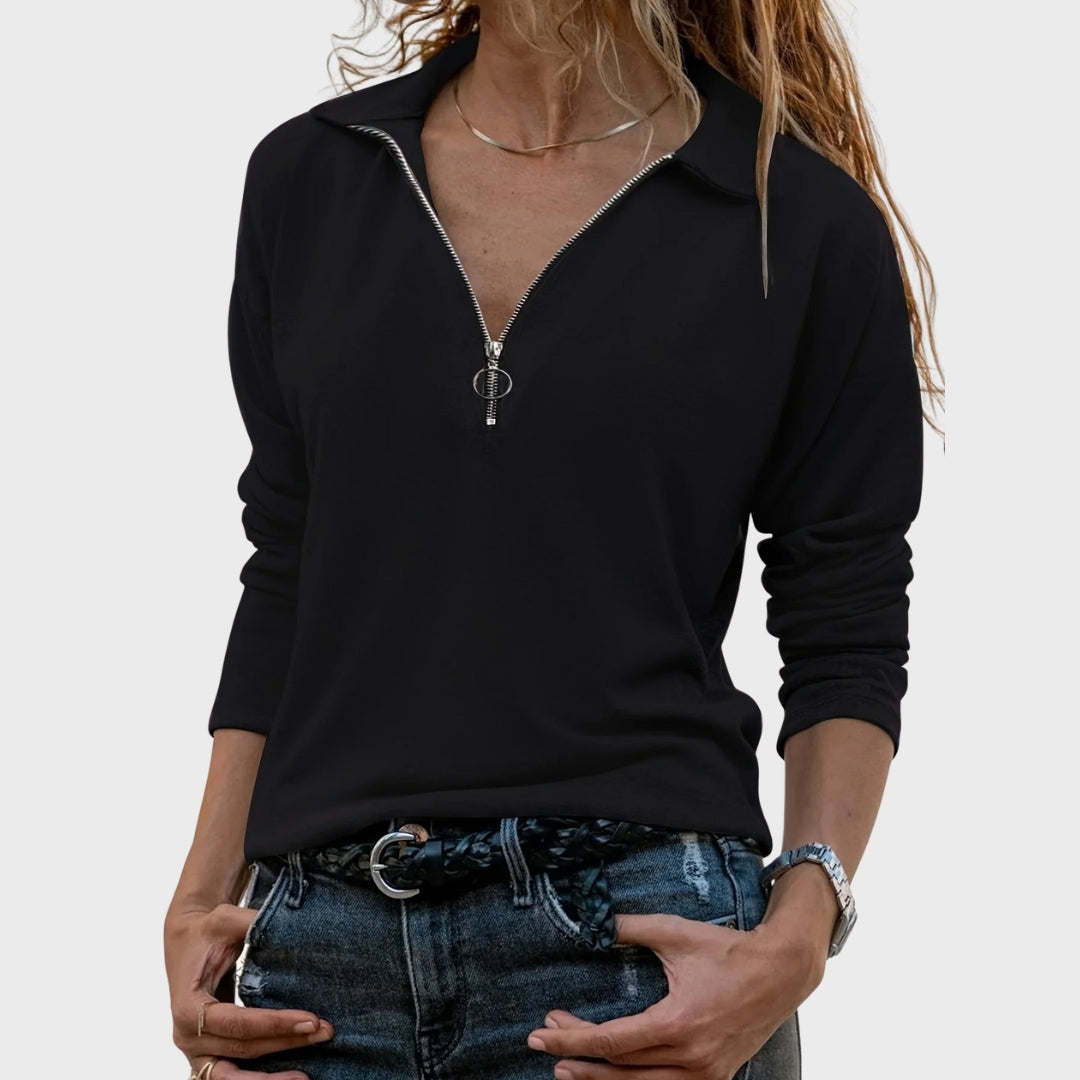 Cato | Herfst-sweatshirt met halve rits, chique casual pullover voor de herfst en buitenkleding