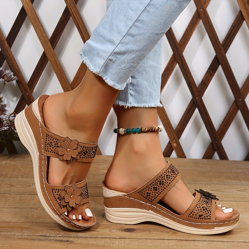 PetalArch | Sleehakken voor dames met bloem & strass - Steunzolen