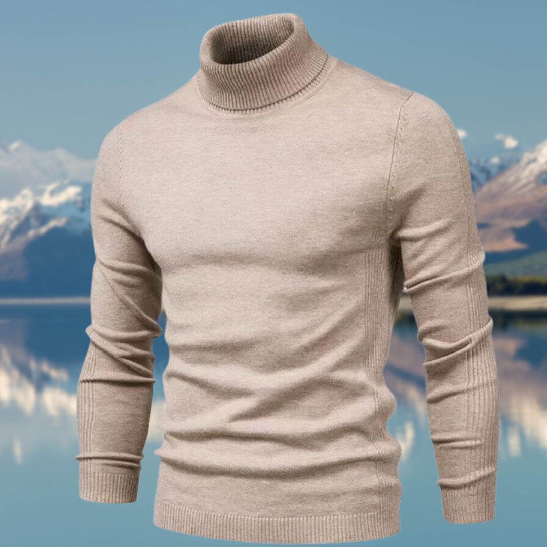 Bastiaan | Klassieke effen coltrui voor heren, gebreide trui met lange mouwen, casual wintertop