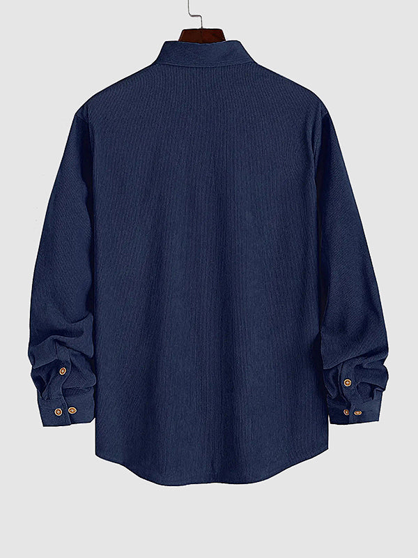 Elmar | Herenoverhemd met lange mouwen in getextureerd ribfluweel met knoopsluiting - Casual & Stijlvol