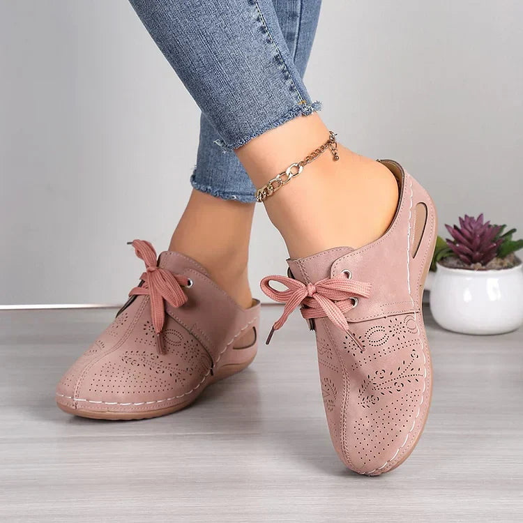 Velvra | Vrouwen Suede Wedge Leren Muiltjes - Dikke Zool Slip-On Half Schoenen