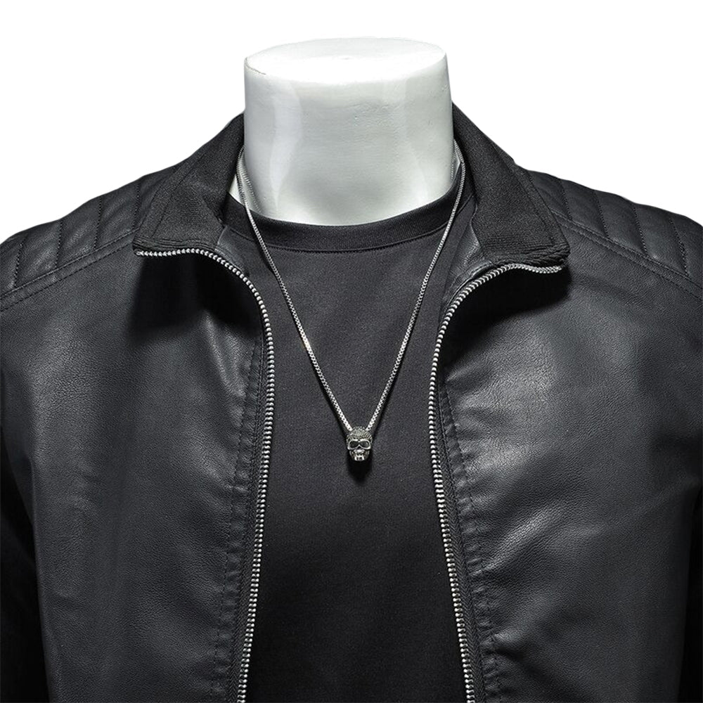 Nyvenor | Leren herenjas - Ritssluiting, staande kraag, Moto Biker stijl, slim fit bovenkleding