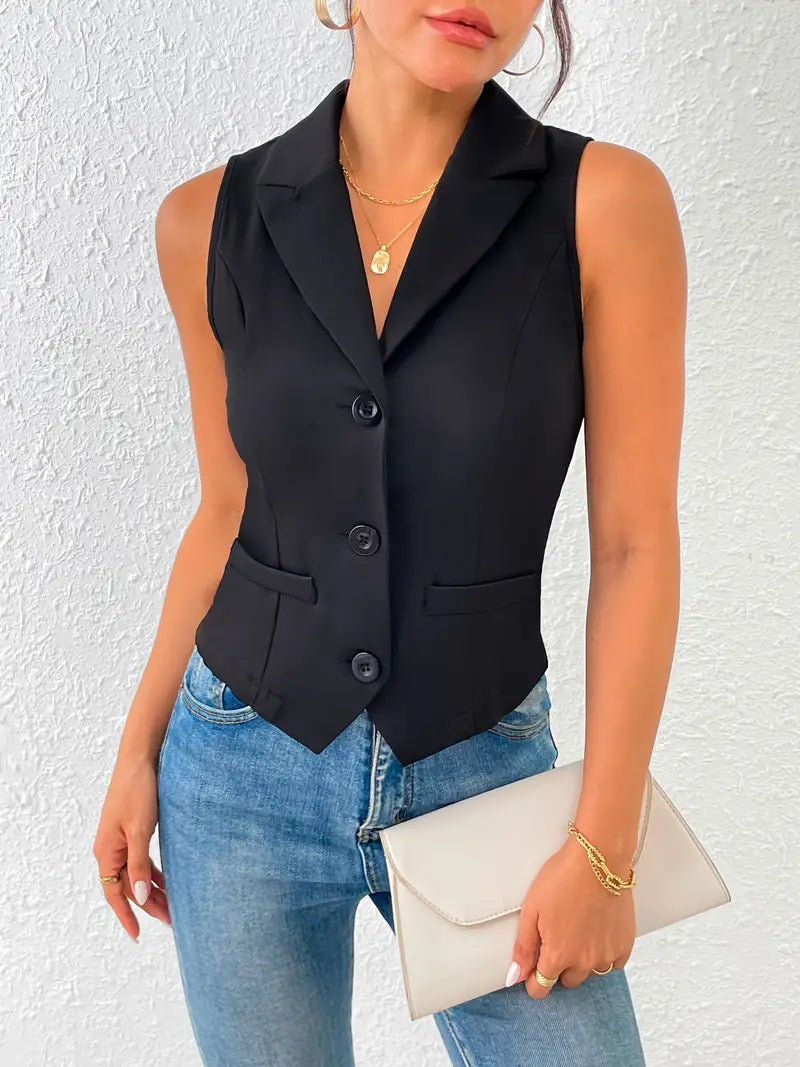 Ankica | Mouwloze Vestenblouse voor dames - Elegante Enkel-Geborste Getailleerde Waistcoat Top