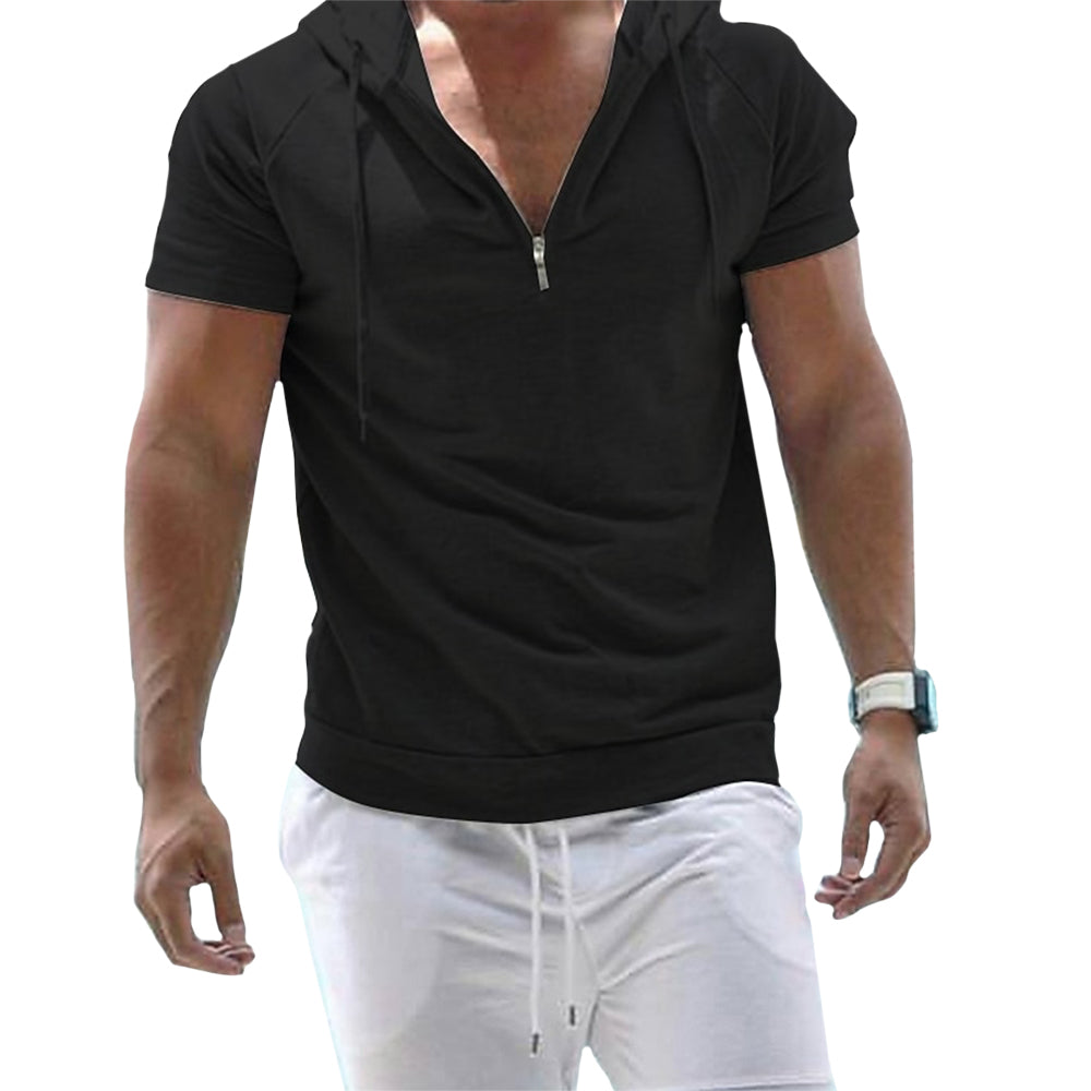 Callum | Heren Casual Hoodie Shirt met Korte Mouw - Lichtgewicht Pullover met Halve Ritssluiting