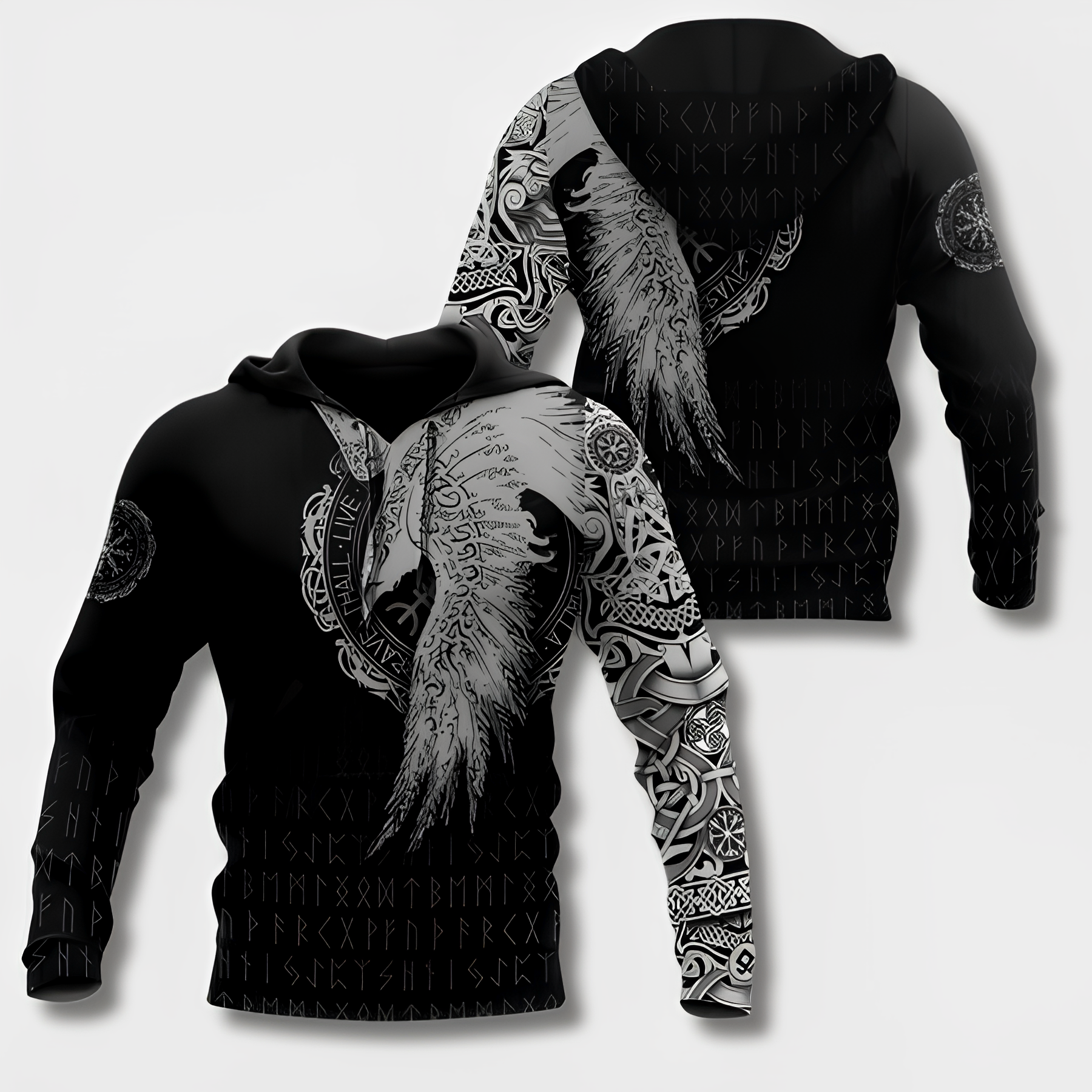 Jovanovic | Warrior Viking Tribal Hoodie voor heren – Sweatshirt met print, casual streetwear