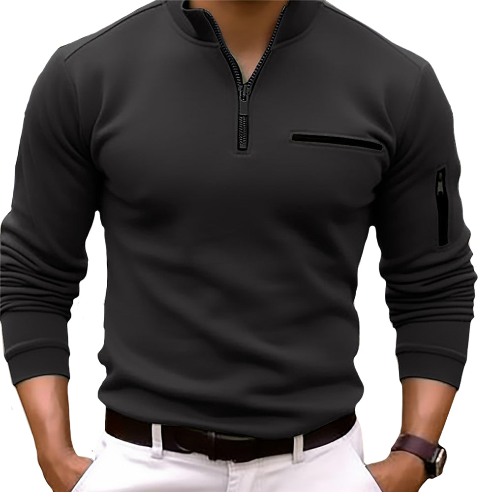 Sethan | Casual herenoverhemd met lange mouwen en ritskraag - Slim Fit, lichtgewicht, streetwearstijl