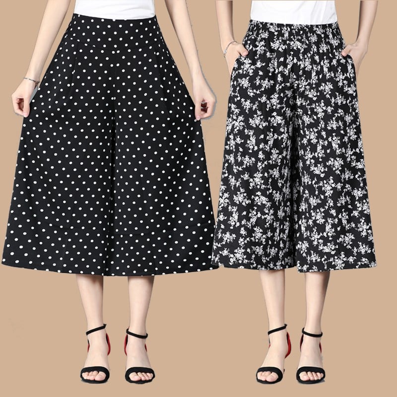 Wieslawa | Damesbroek met hoge taille en wijde pijpen van chiffon - Vloeiende lichtgewicht broek