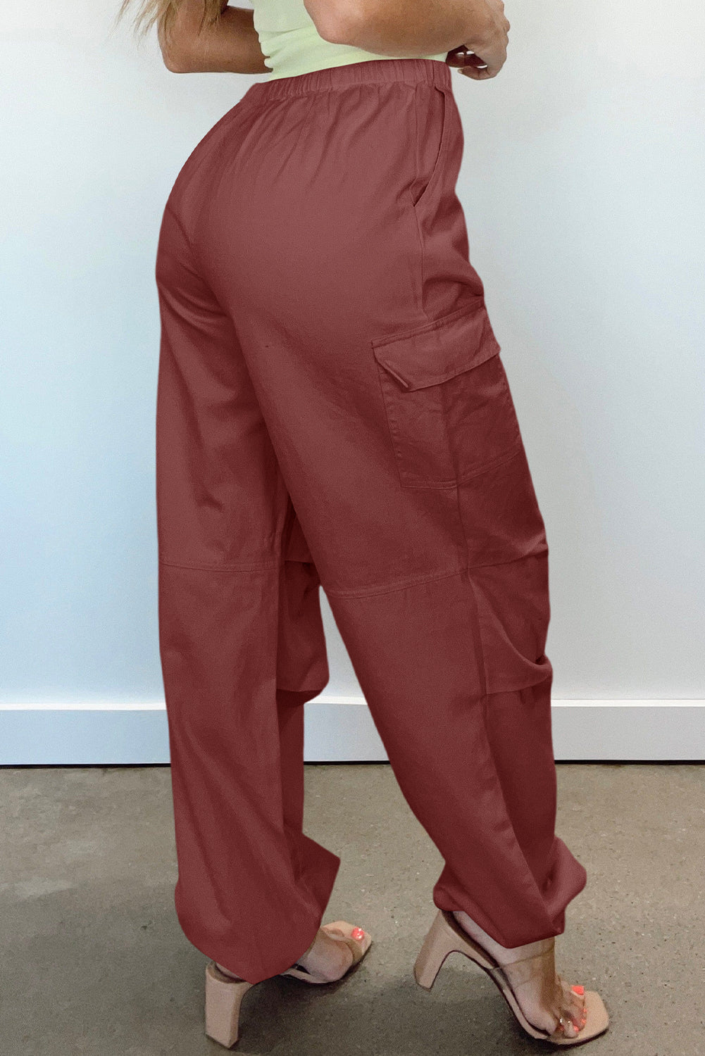 Jesmara | Cargo broek met wijde pijpen en koord - hoge taille, losse pasvorm, nuttige zakken
