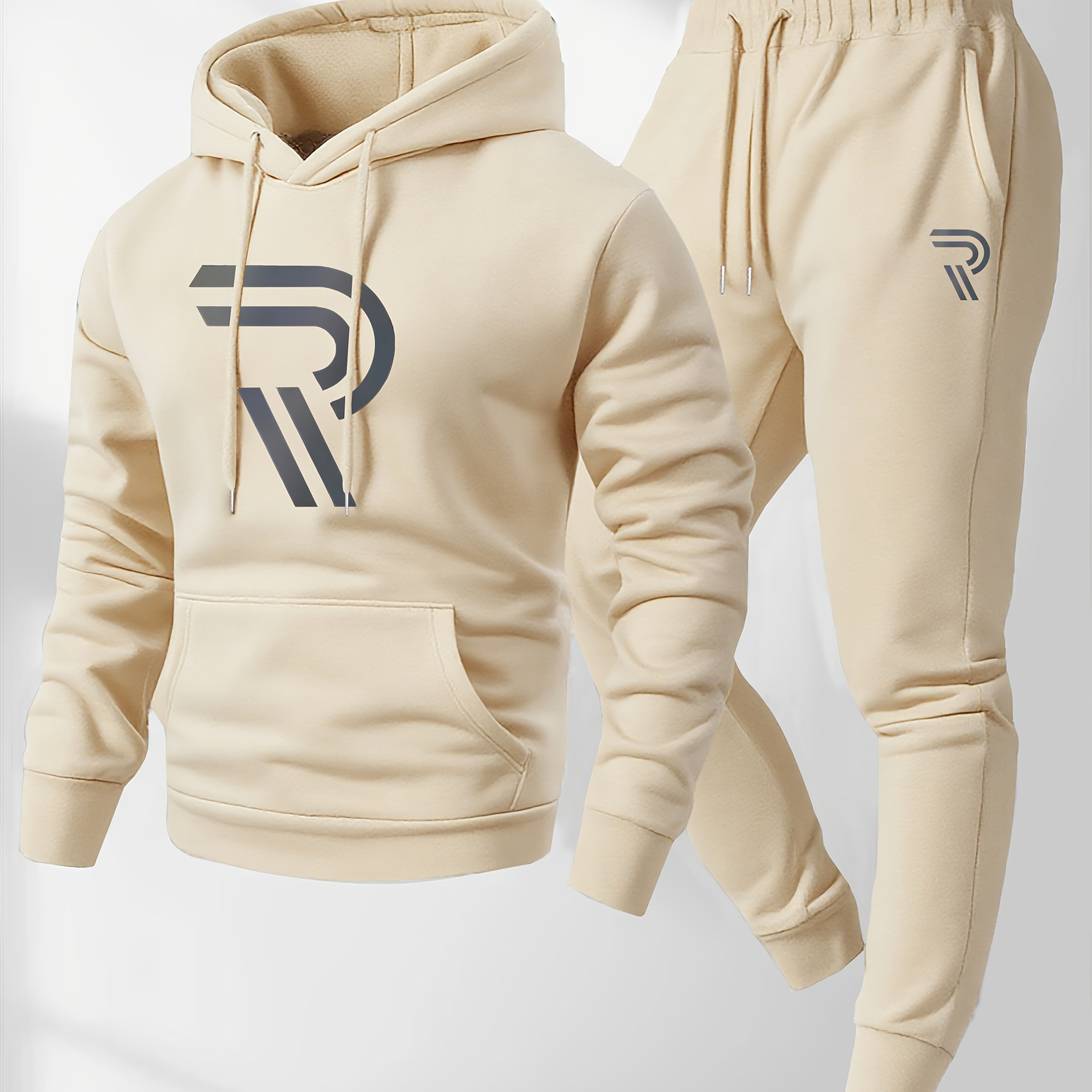 Knudsen | Sportieve hoodie en joggingbroek voor heren – “R”-logo, casual trainingspak, herfst/winter