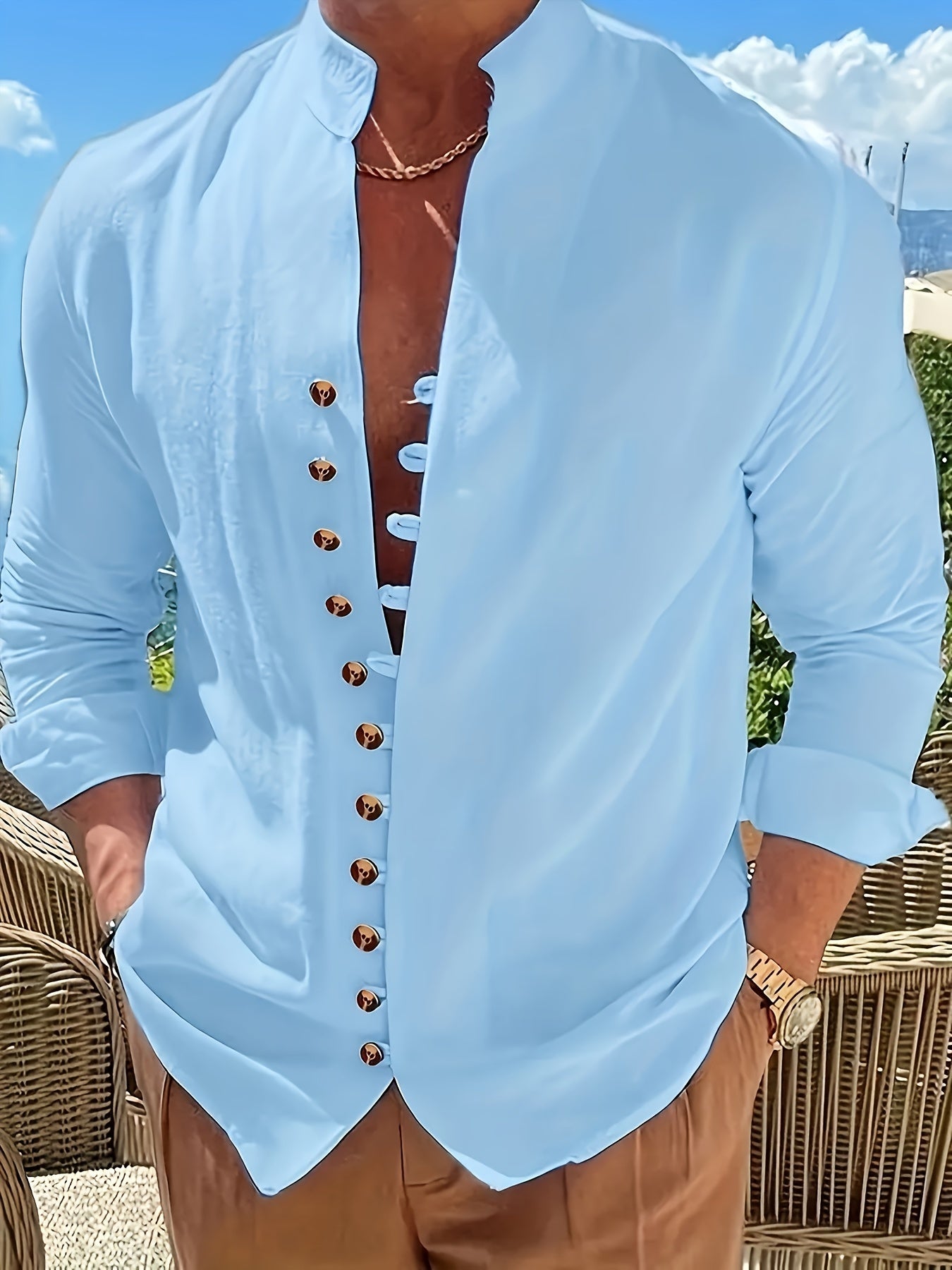 Ziven | Retro Casual Lange Mouwen Overhemd van Heren met Contrastkleurige Knopen