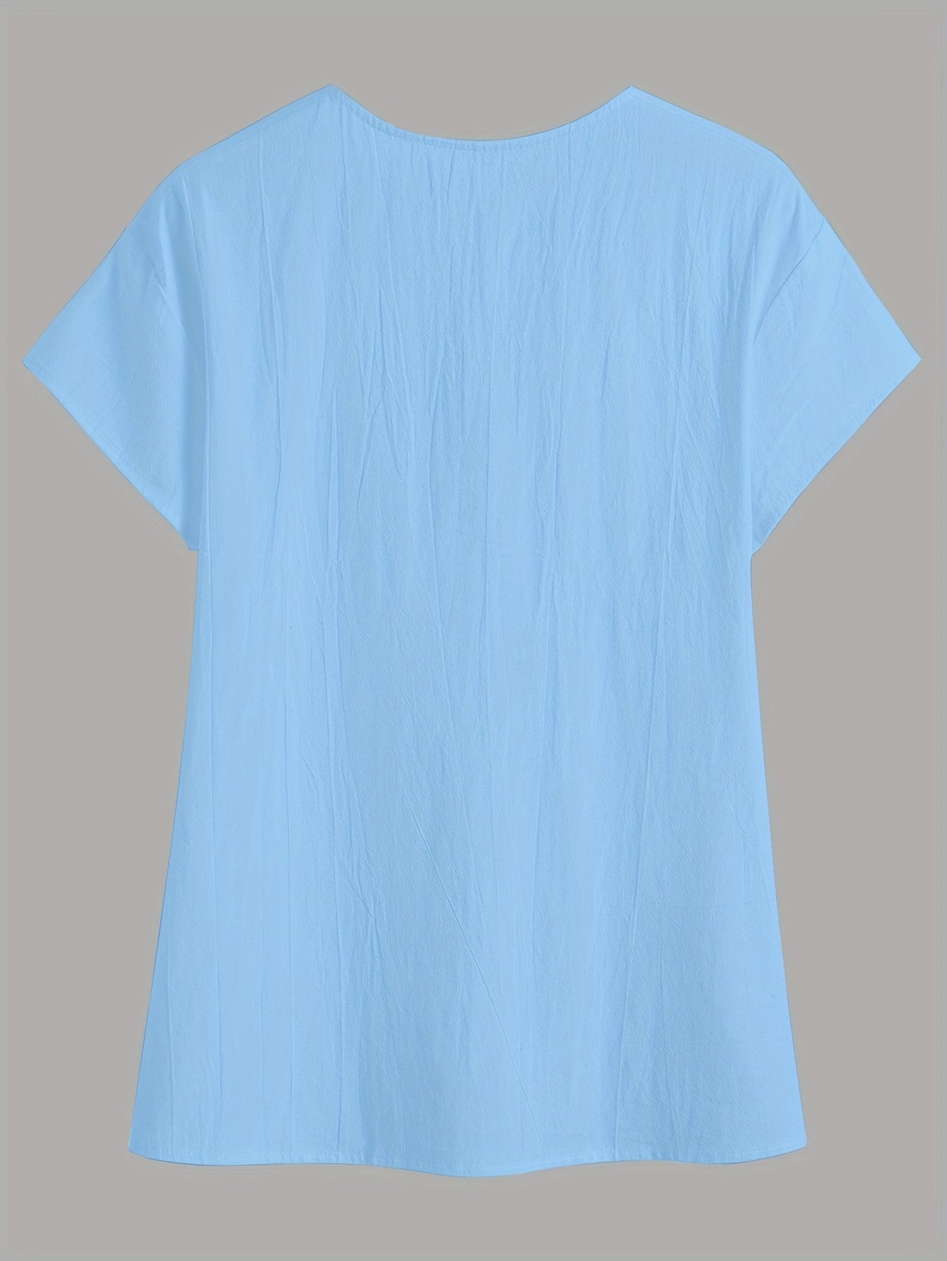 Thaelle | Damesblouse met V-hals en losse pasvorm – Casual top met korte mouwen en knoopsluiting aan de voorkant
