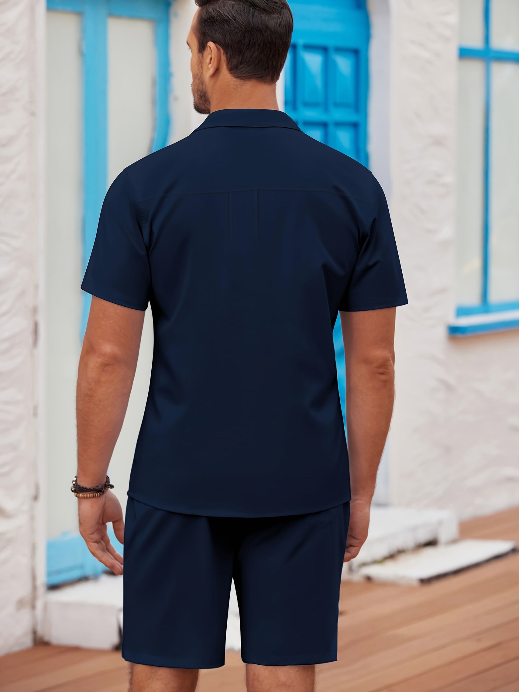 Julian | Heren 2-delige zomerse strandset - katoen-linnenmix, casual outfit