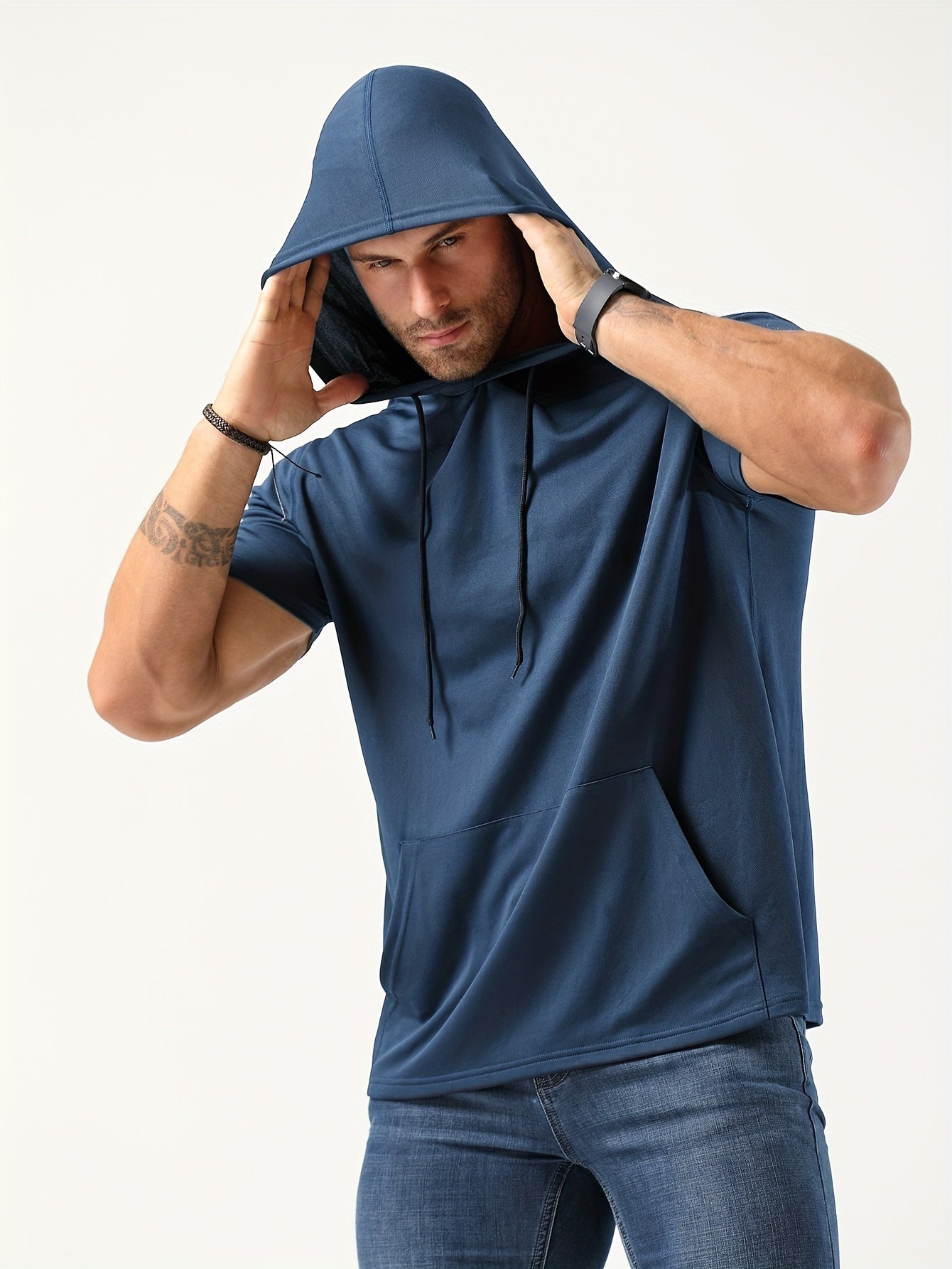 Fenno | Heren-T-shirt met capuchon - Sneldrogend, Trekkoord, Ideaal voor Hardlopen & Training