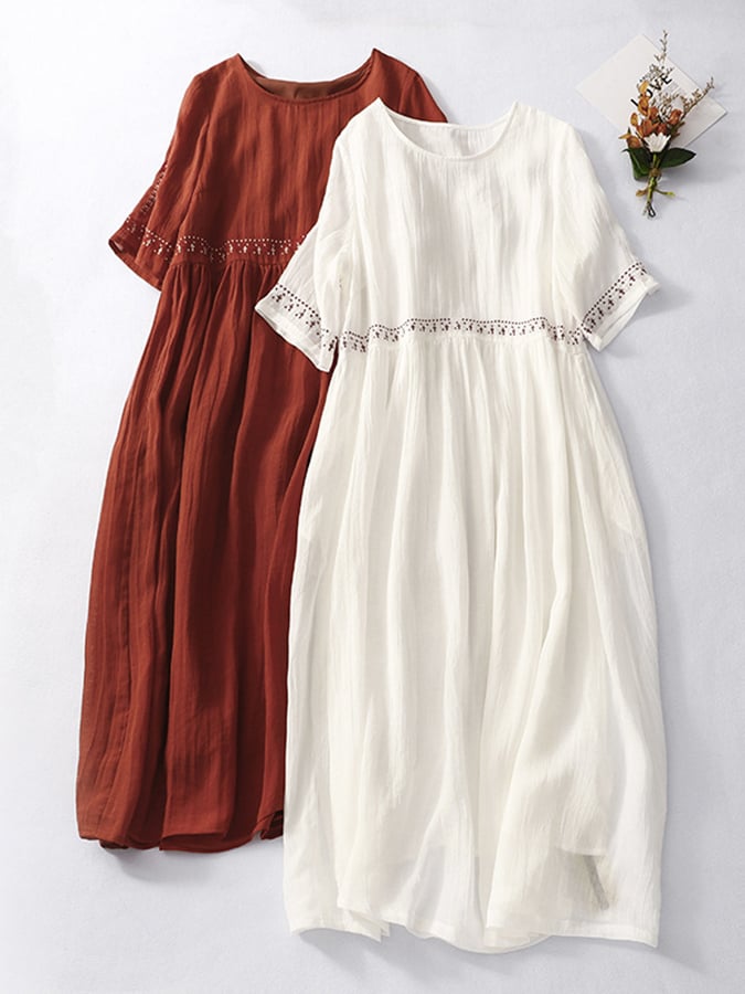 Raniah | Boho Maxi Jurk - Soepel vallende lichtgewicht zomerjurk met halve mouwen, ademende stof