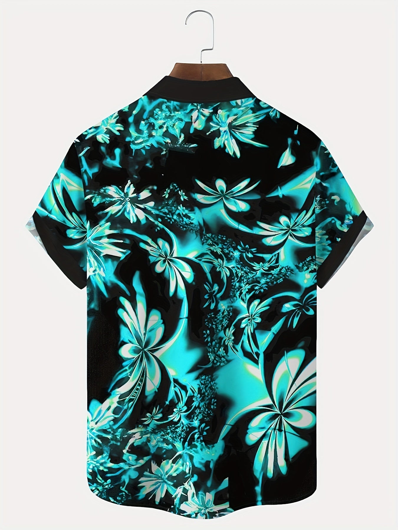 Benji | Korte mouwen herenhemd met hawaii-verloop in 3D-bloemenprint