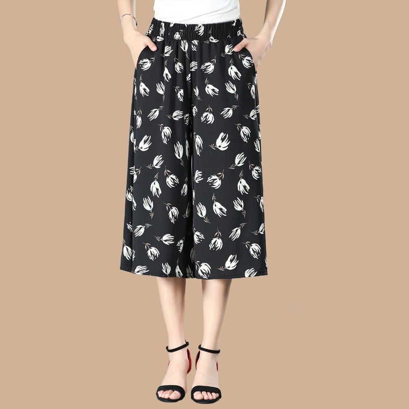 Wieslawa | Damesbroek met hoge taille en wijde pijpen van chiffon - Vloeiende lichtgewicht broek