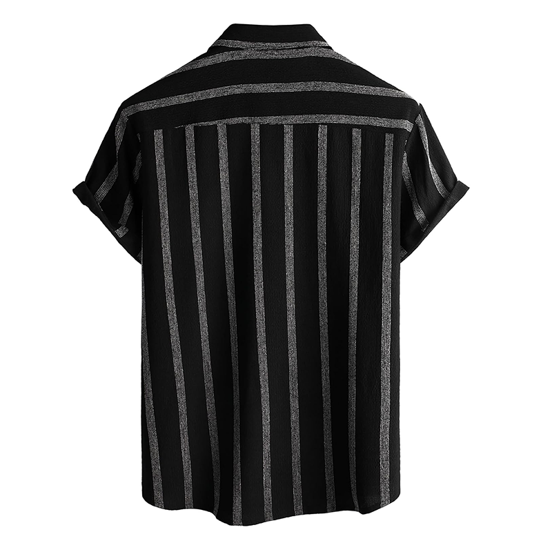 Davor | Gestreept overhemd met losse mouwen voor heren - casual, knoopsluiting, ademend