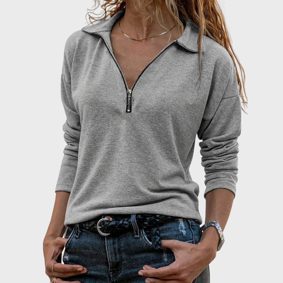 Cato | Herfst-sweatshirt met halve rits, chique casual pullover voor de herfst en buitenkleding