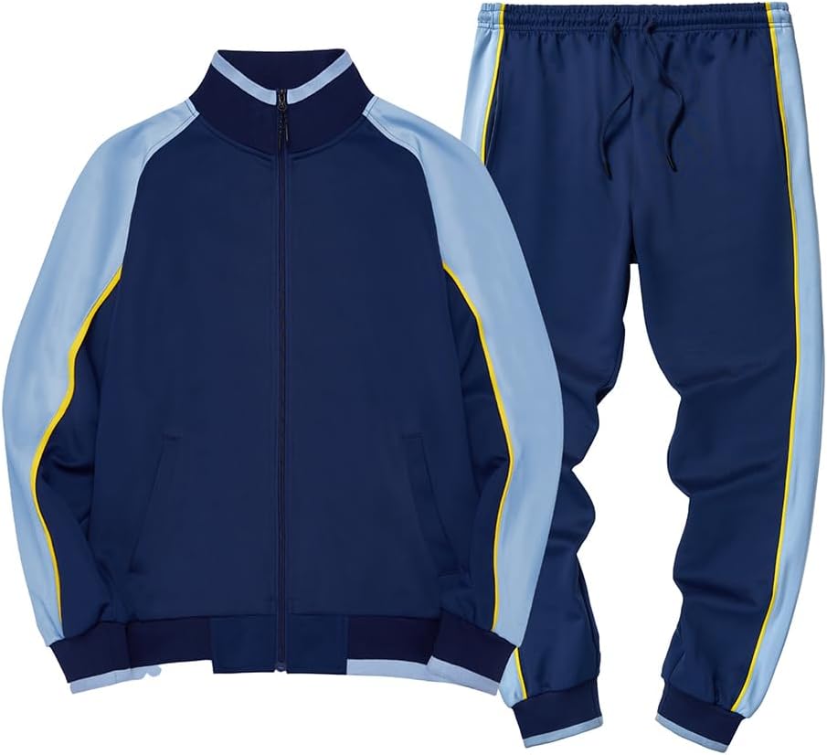 Jurek | 2-delige kleurrijke trainingspak voor heren – Sportieve strepen, casual sportkleding