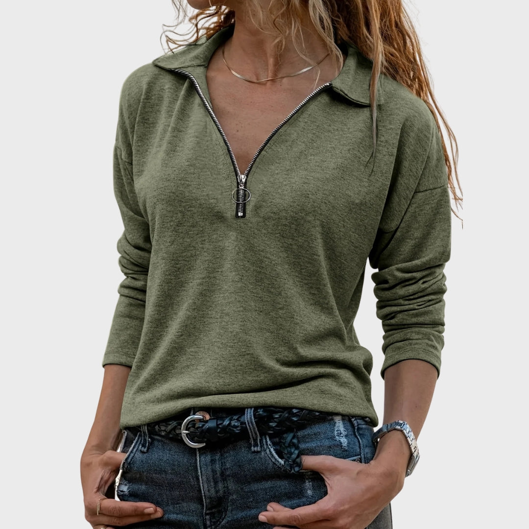 Cato | Herfst-sweatshirt met halve rits, chique casual pullover voor de herfst en buitenkleding