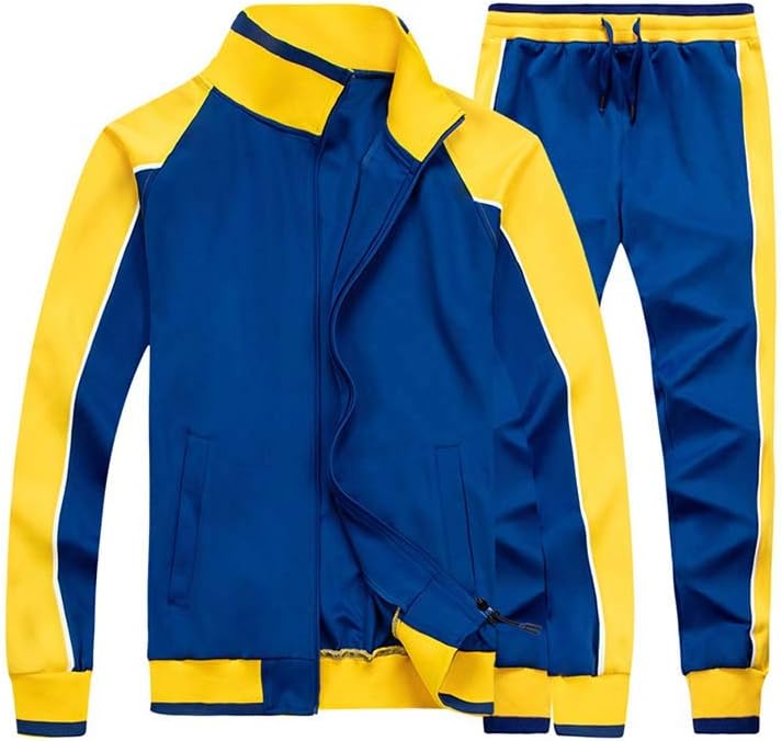 Jurek | 2-delige kleurrijke trainingspak voor heren – Sportieve strepen, casual sportkleding