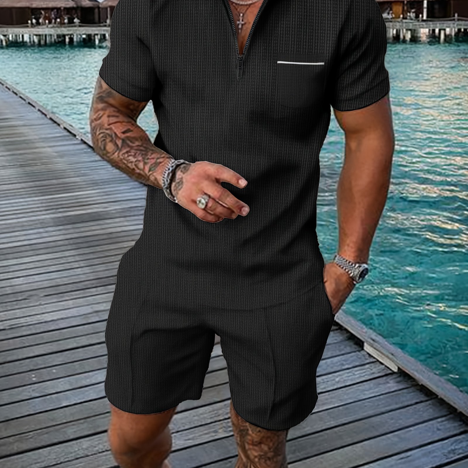 Fallon | Herenset 2-delig zomerpolo - Casual lichtgewicht outfit