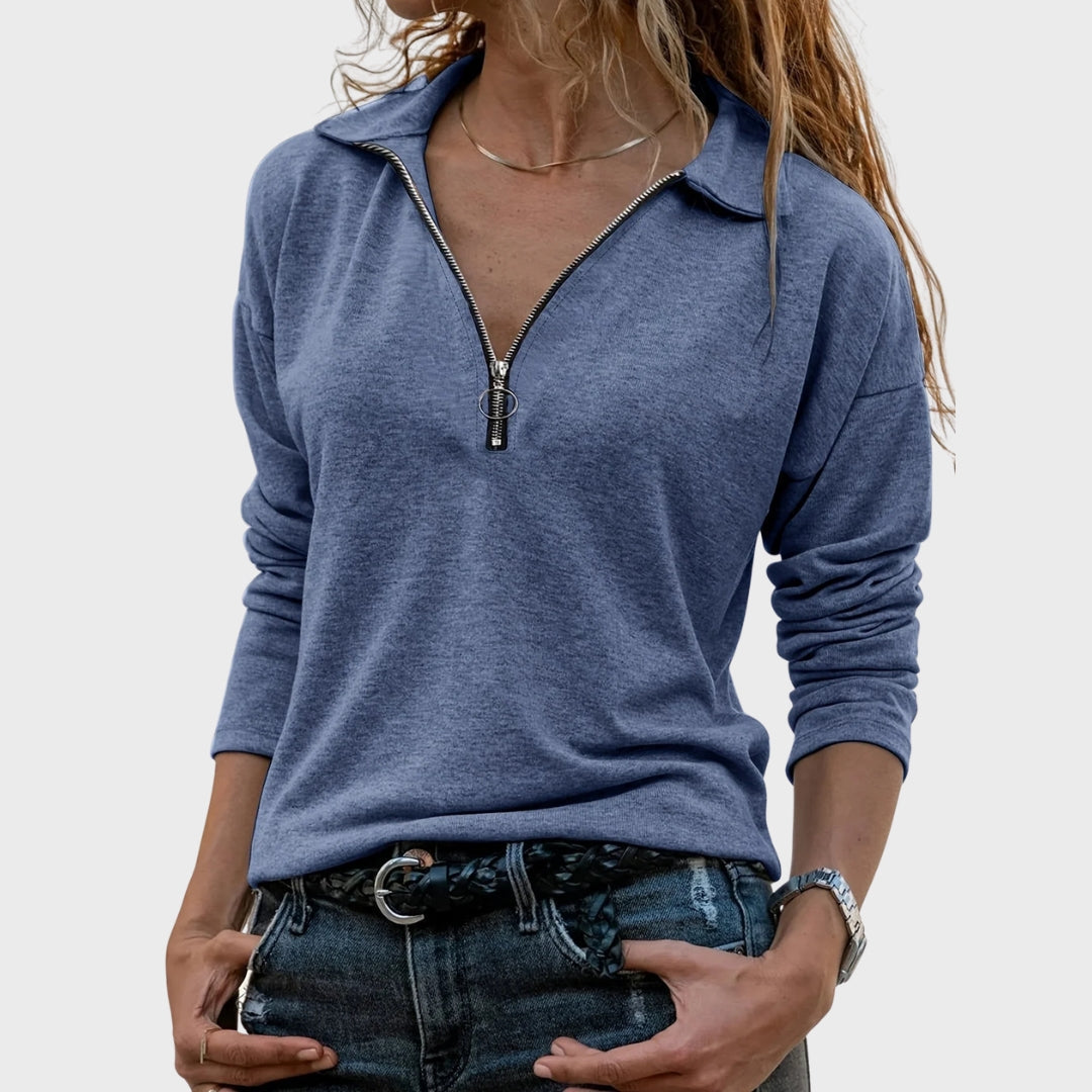 Cato | Herfst-sweatshirt met halve rits, chique casual pullover voor de herfst en buitenkleding