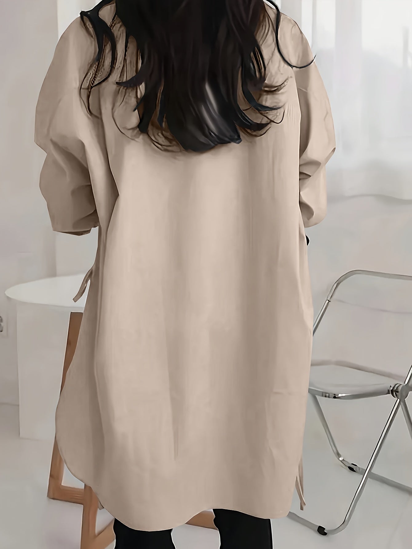Ashford | Oversized overhemd met lange mouwen en knoopsluiting aan de zijkant