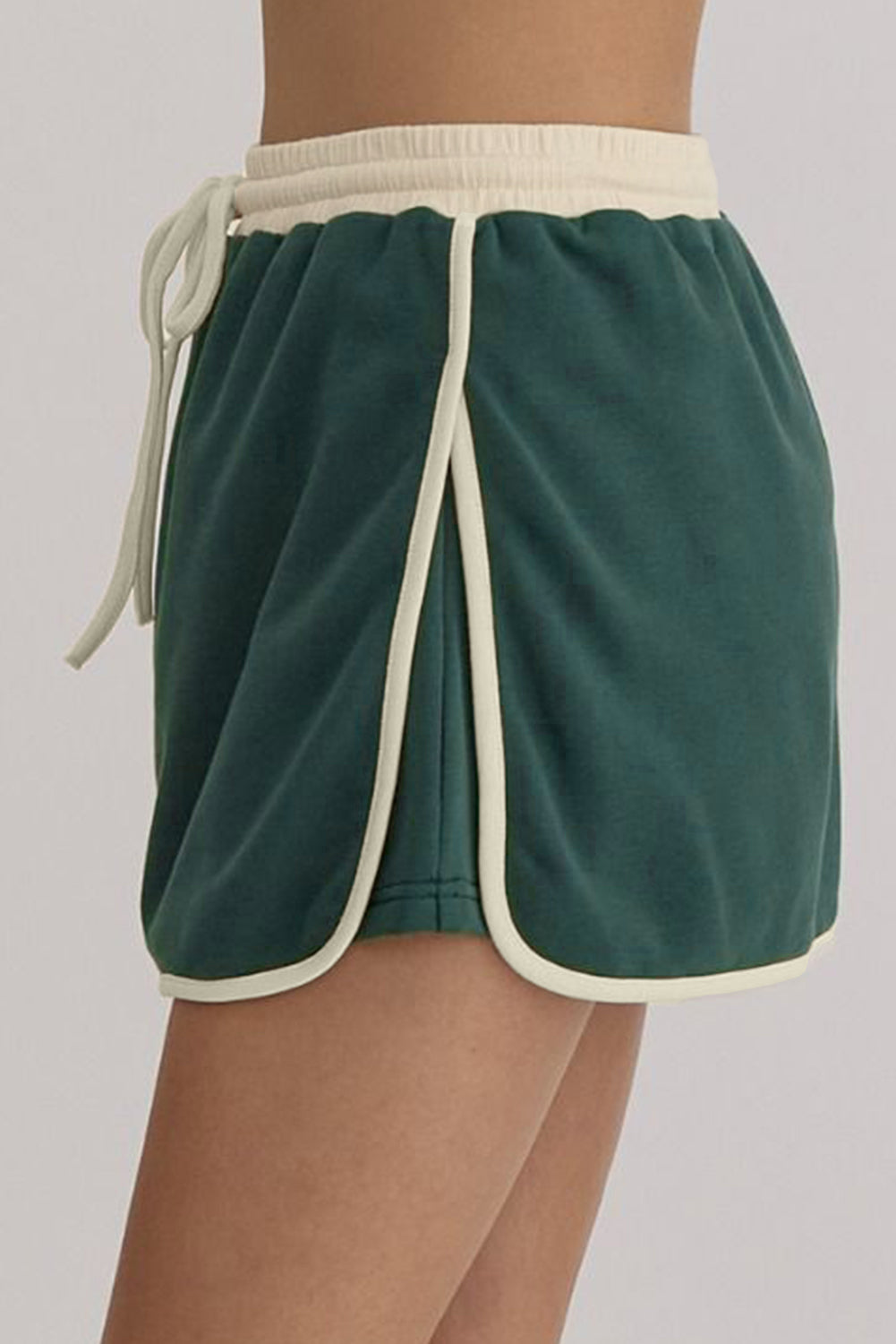 Ylfa | Klassieke kleurcontrast trui & rok-short set voor dames - stijlvolle loszittende set met lace-up taille