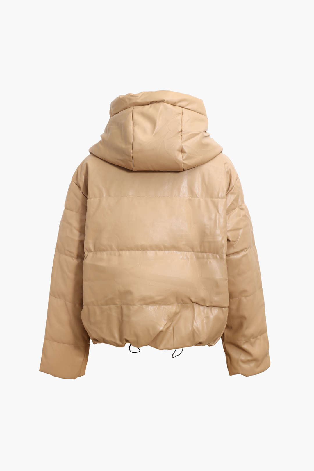 Veryn | Dames kunstleren gewatteerde jas met capuchon – Warme winterjas, chic en comfortabel