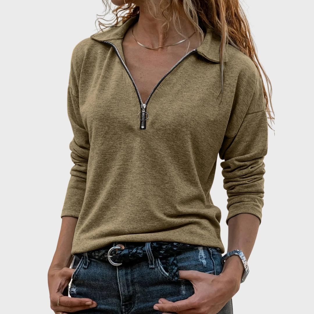 Cato | Herfst-sweatshirt met halve rits, chique casual pullover voor de herfst en buitenkleding