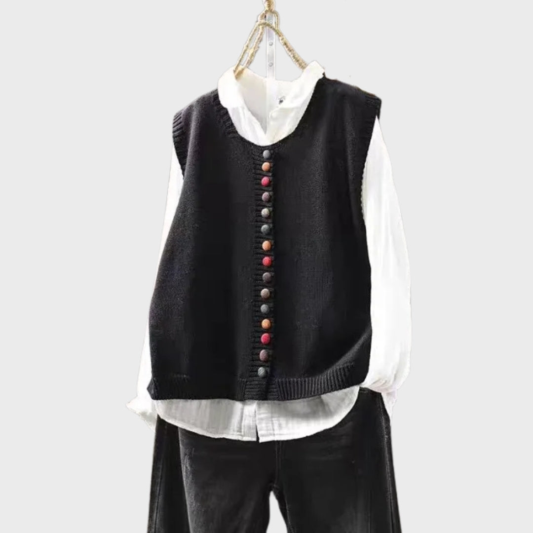 Kavynne | Dames gebreid vest – Zachte herfsttrui met lange mouwen