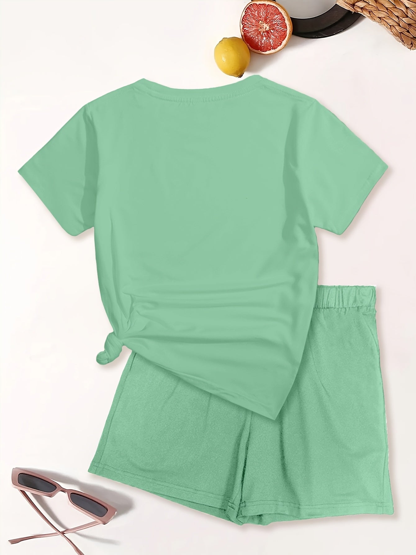 Delora | Dames 2-delige set met grafische print - T-shirt met korte mouwen & koordshort