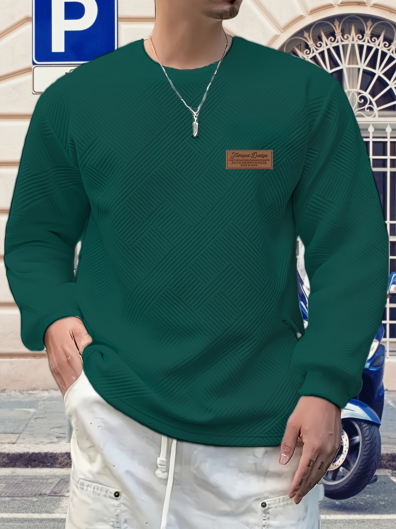 Eirikur | Zwaar geometrisch sweatshirt met ronde hals – Casual pullover, comfortabel in de herfst en winter