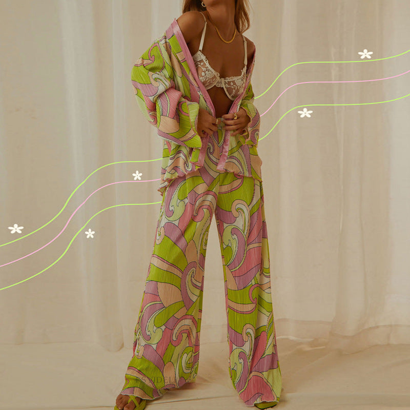 Calyssa | Kleurrijke bloemen 2-delige set voor dames - Top & Broek met bloemenprint