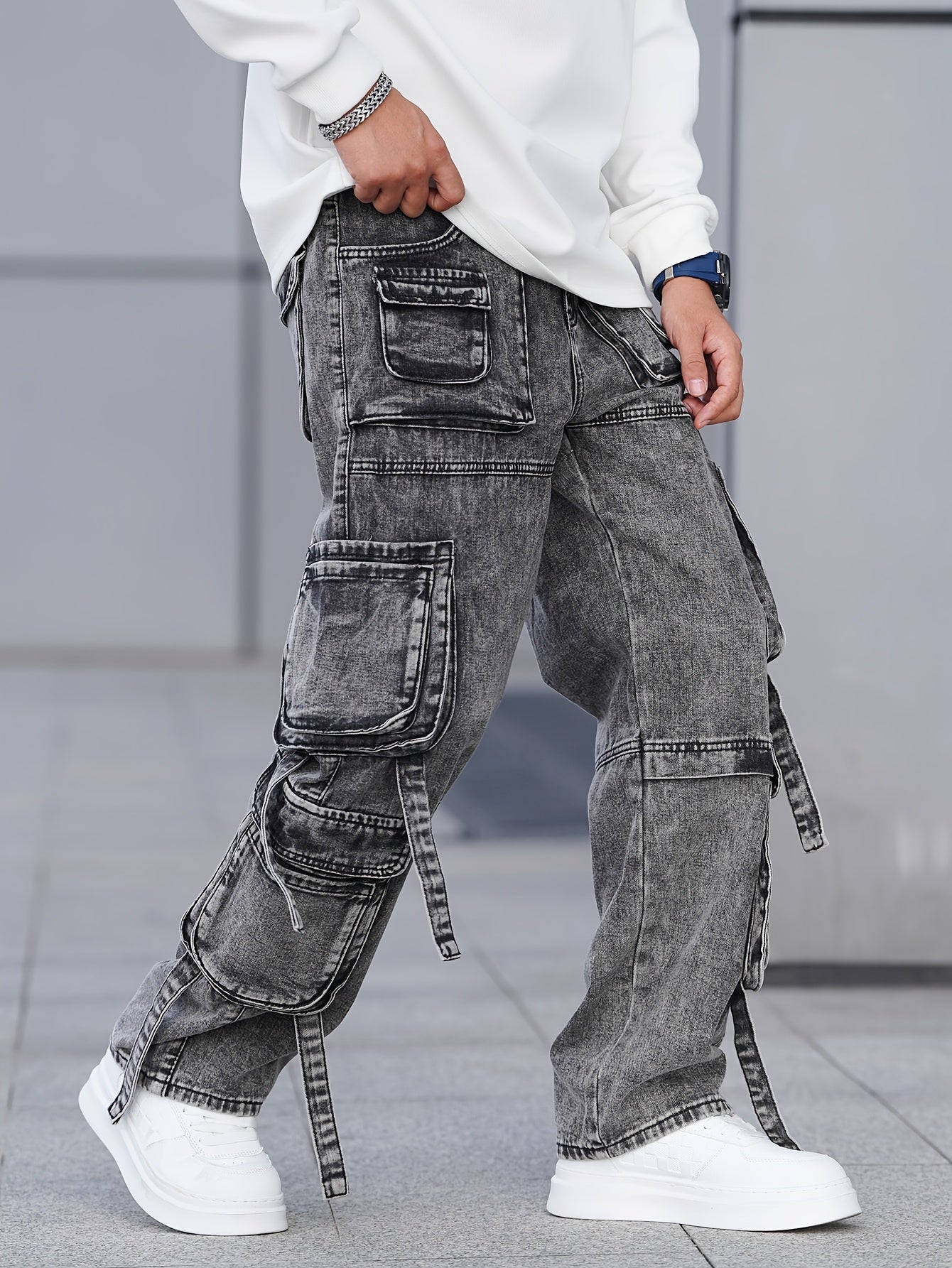 Willard | Casual herenbroek met wijde pijpen - niet-elastische denim met zakken