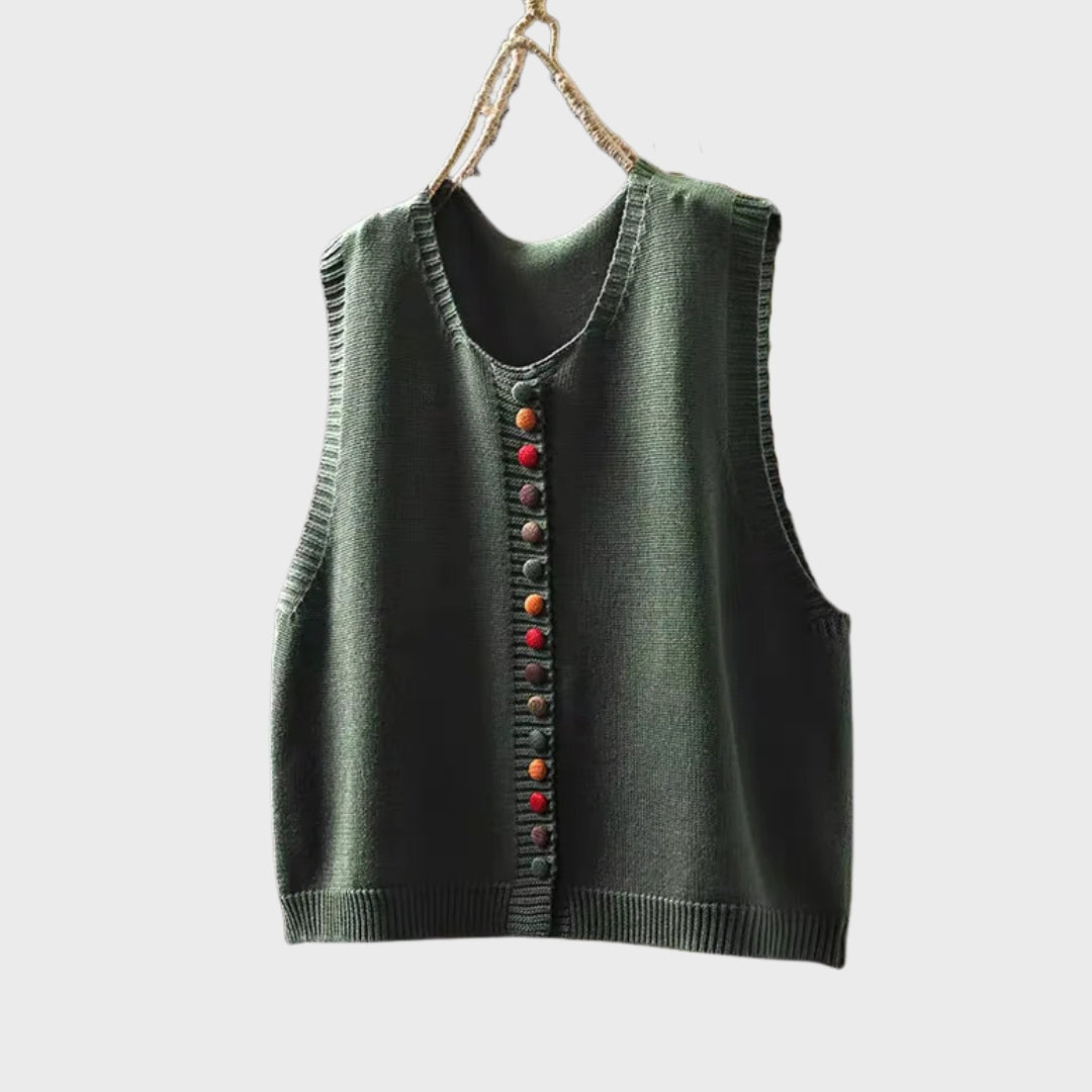 Kavynne | Dames gebreid vest – Zachte herfsttrui met lange mouwen