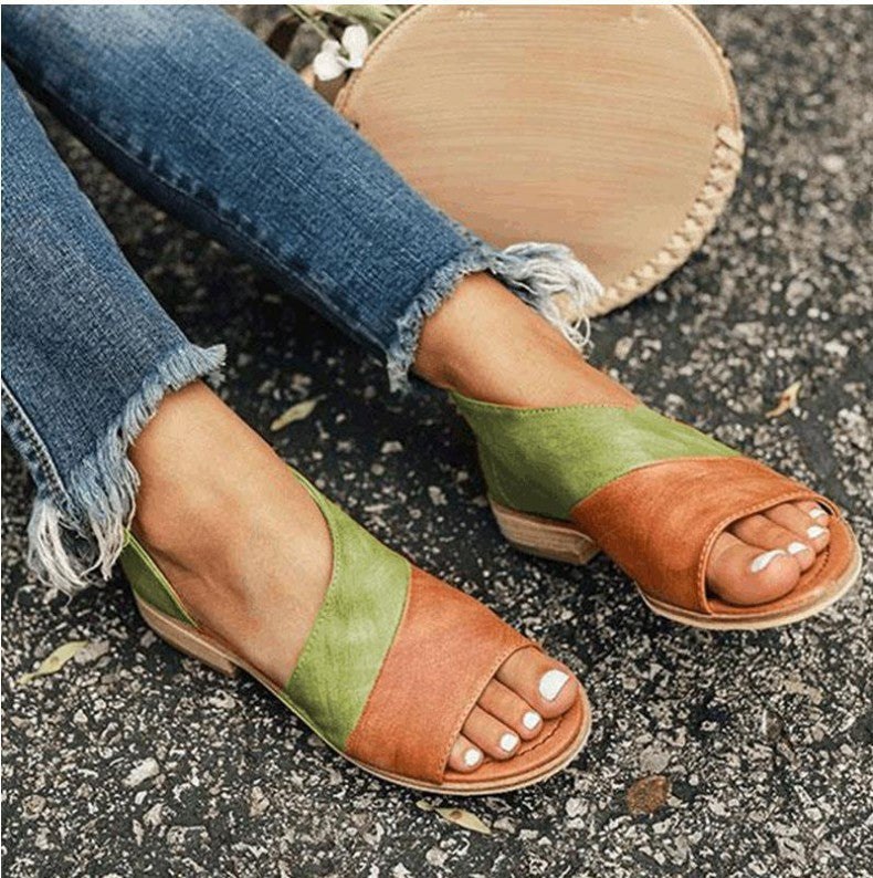 Strivana | Leren sandalen met open teen - Lage blokhak, chique zomer dress sandalen