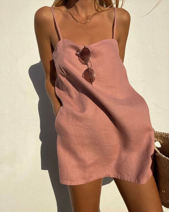 Enid | Katoenen mini-jurk voor dames – Spaghettibandjes, flatterende pasvorm, zomerse casual jurk