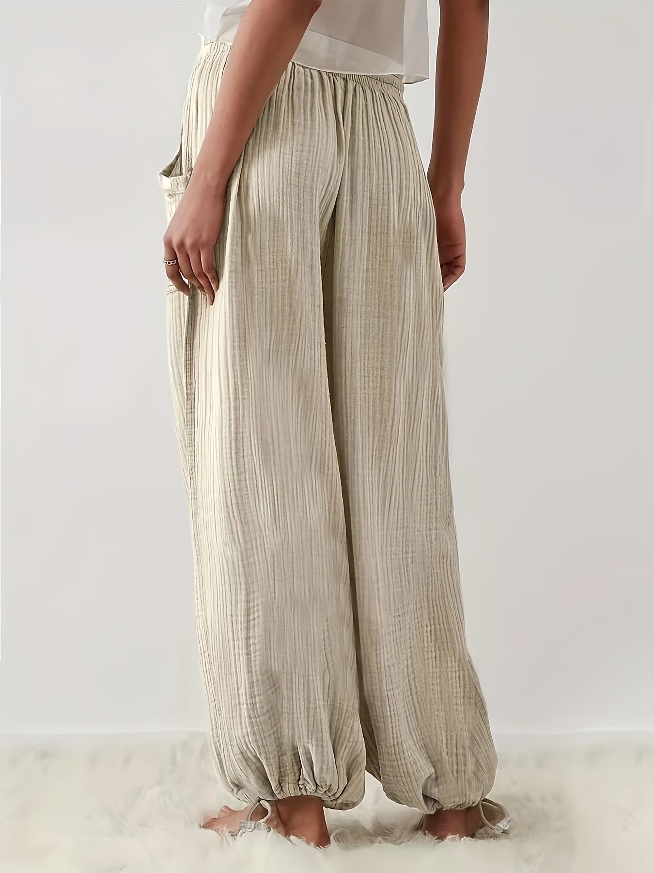 Sabrinka | Casual broek met wijde pijpen voor dames - taille met koord, losse pasvorm