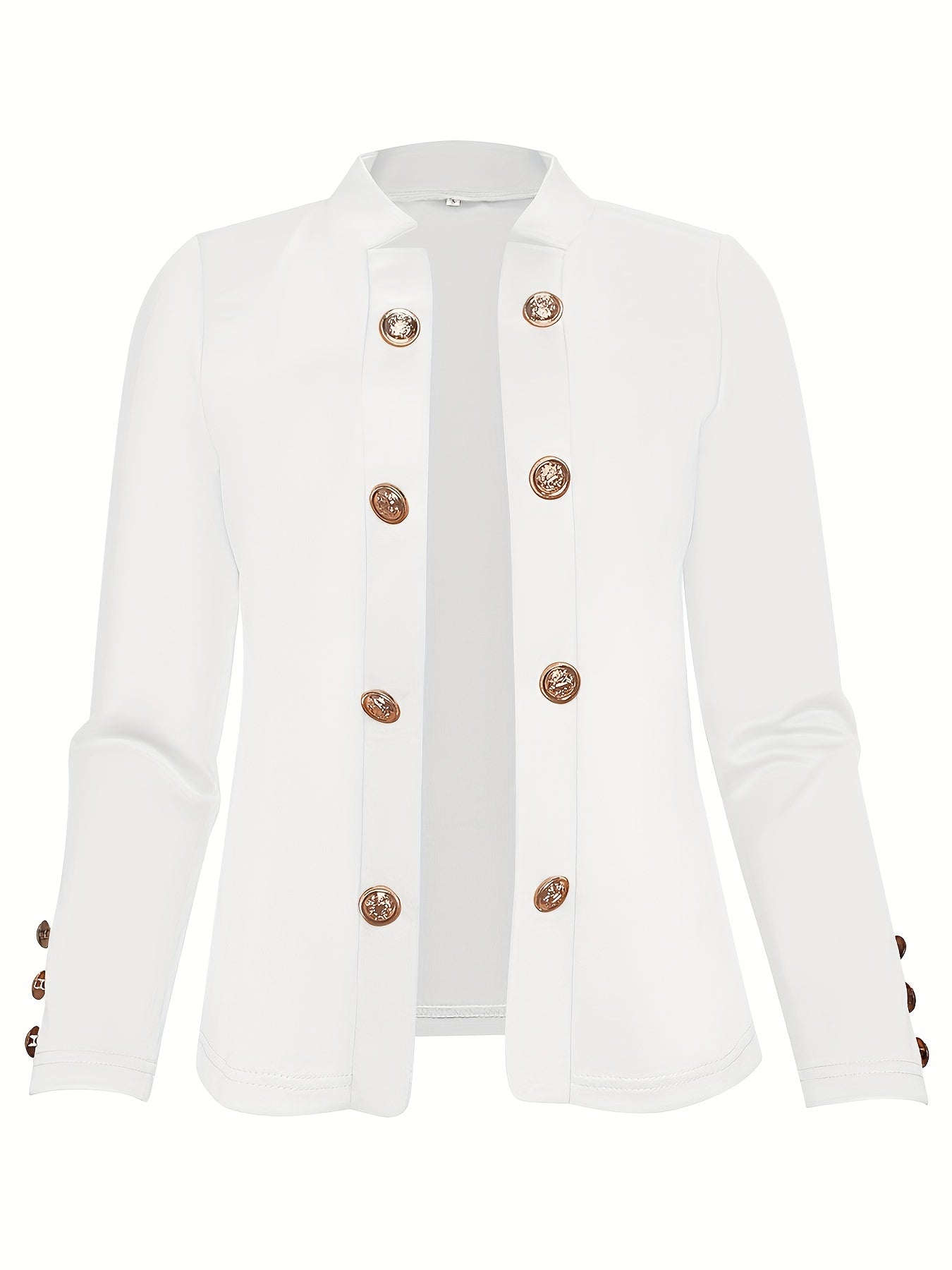 Enidra | Casual polyester jas voor dames – Manchetknopen en elegante knoopaccenten