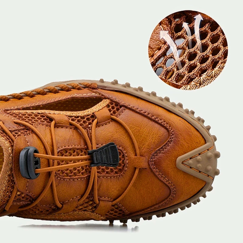 ActiveStep | Leren sportklompen voor heren - gewatteerd voetbed, verstelbare riem sandalen