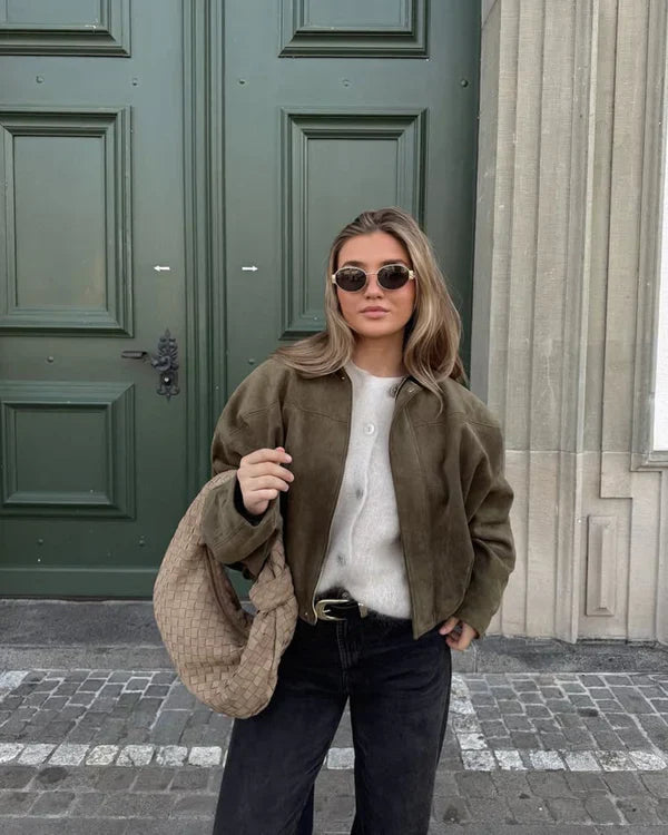 Alvressa | Stijlvolle bomberjas voor dames, suède-look, lichtgewicht, casual, trendy bovenkleding