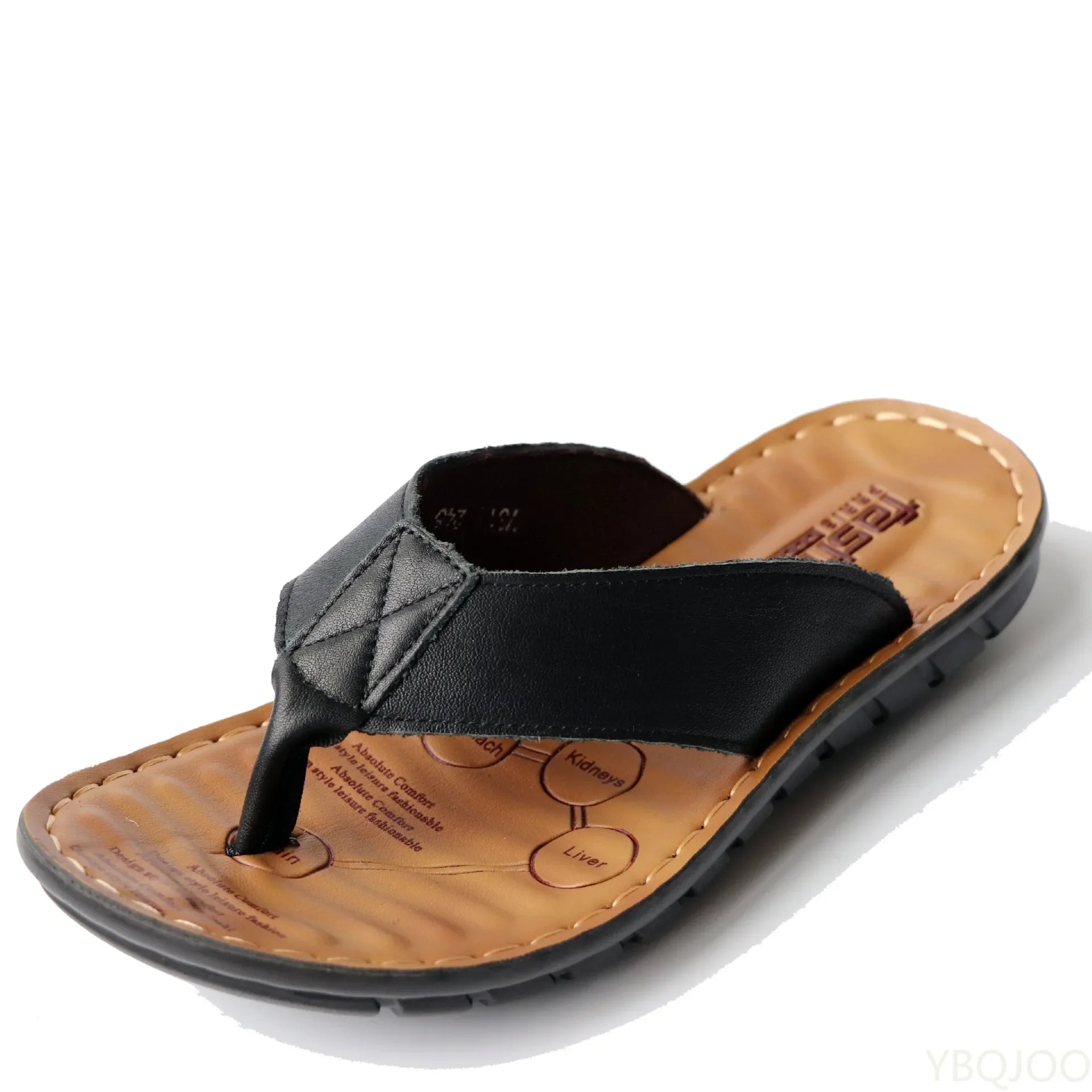 UrbanSlip | Leren herenslippers - open teen slippers, casual schoenen