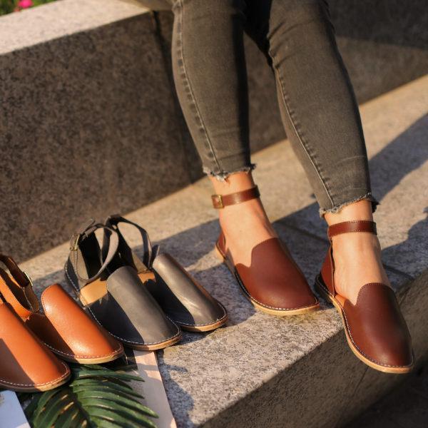 Stepelle | Vrouwen Orthopedische Leren Flats - Slip-On Enkel Gesp Schoenen