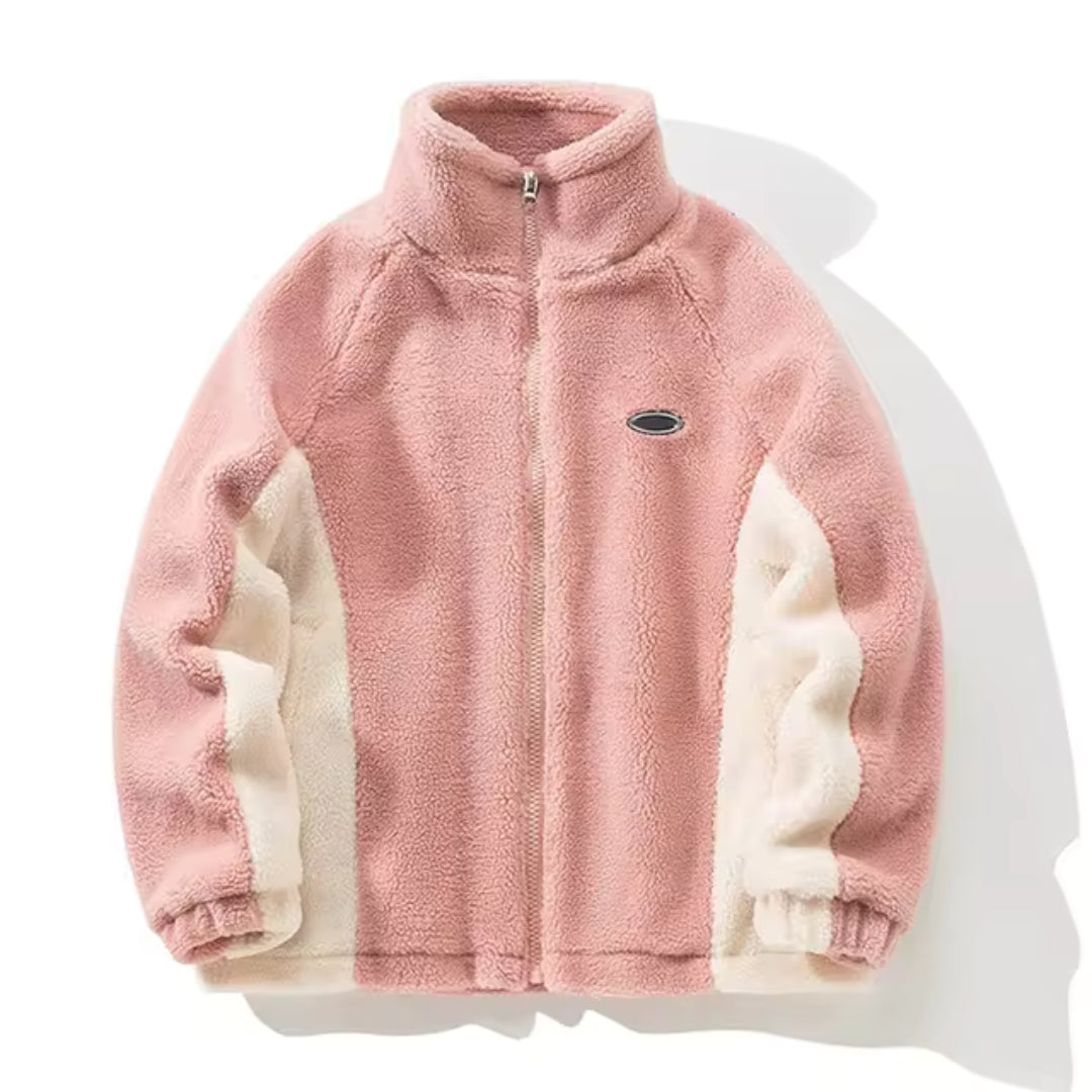 Bernhard | Warme teddyjas voor heren met opstaande kraag, fleecejas, casual winterjas, tweekleurig ontwerp