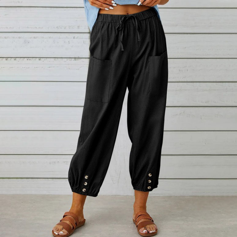 Aneliya | Damesbroek met hoge taille en losse wijde pijpen - rechte casual zomerbroek